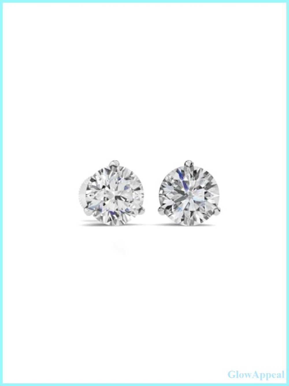 14K Gold Natural Diamond Stud Earrings Screw Back Solitaire